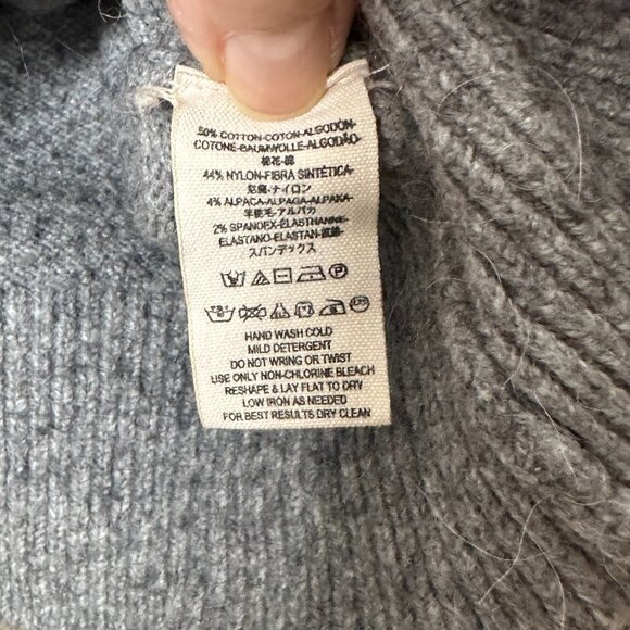 FREE PEOPLE Complete Me Grey Cotton Alpaca Blend Pullover Sweater S - Picture 4 of 7